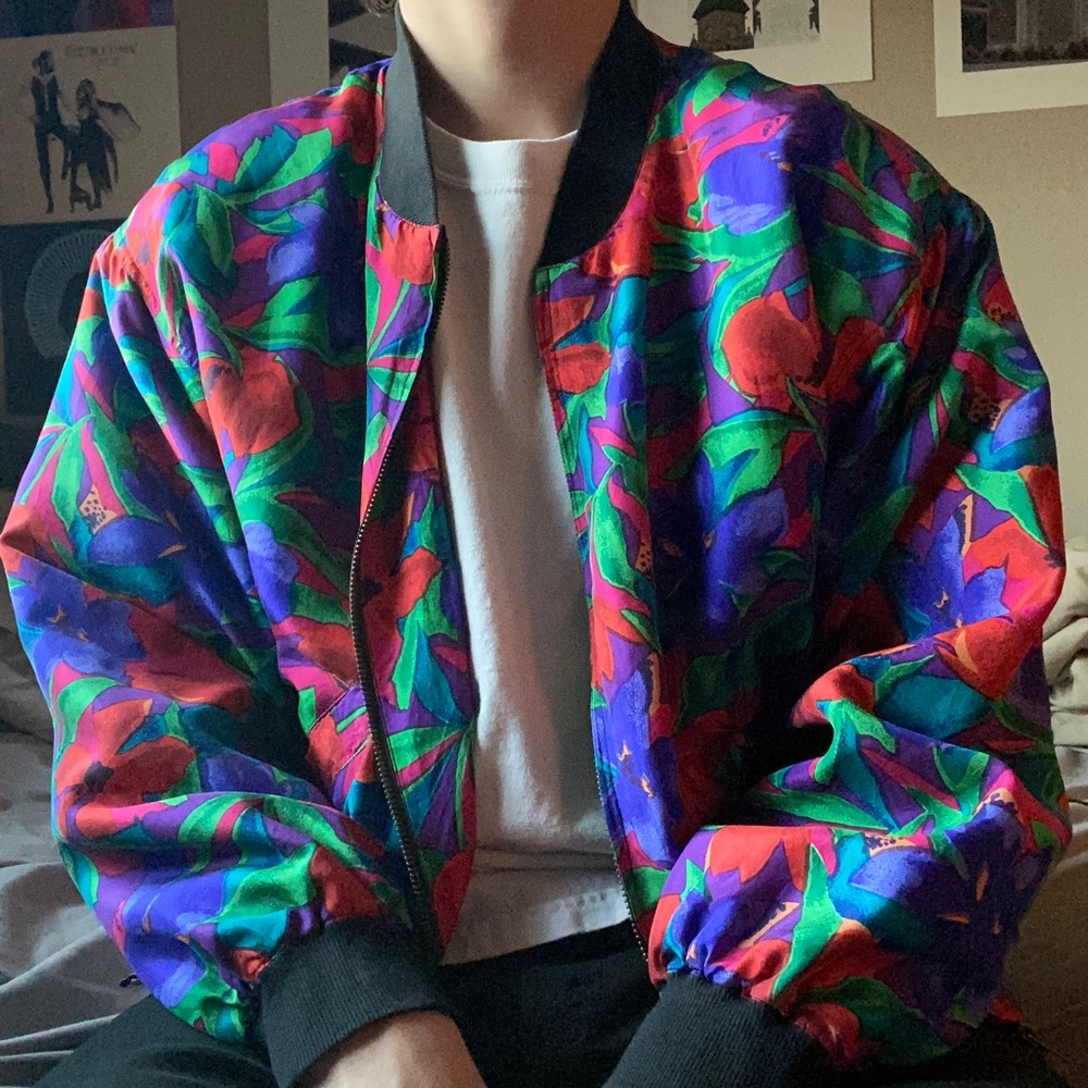 Vintage Floral Naked Silk Zip Up Jacket